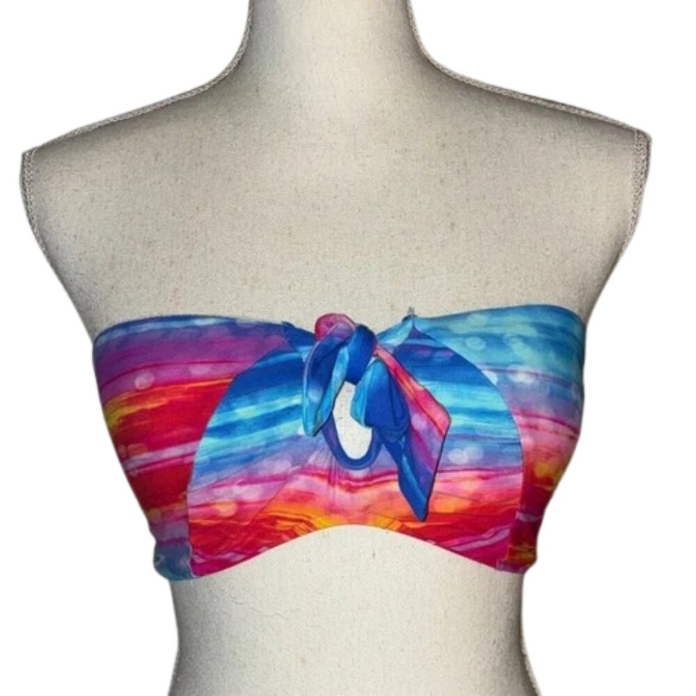 Seafolly Bikini top strapless pink and blue tube style